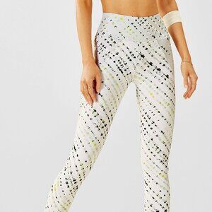 Fabletics High-Waisted Statement PowerHold® Legging. Dotted Splash Print. Size M